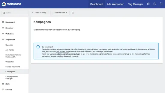 Matomo Attribution Kampagnen - wenn es so aussieht, fehlt das Plugin Marketing Campaigns Reporting