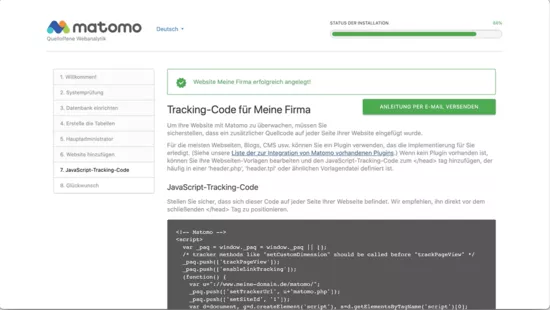 Matomo Installation: Das Javascript-Tracking-Tag