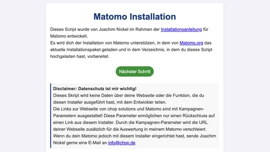 Matomo Installation von Joachim Nickel