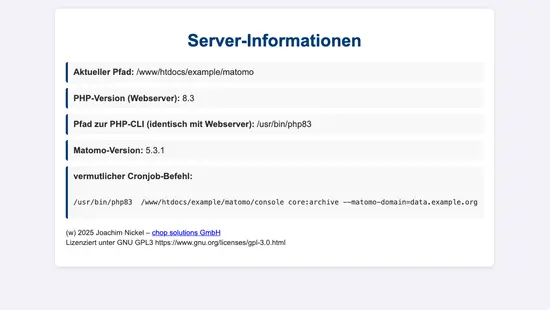 Beispielausgabe des PHP-Test-Scriptes